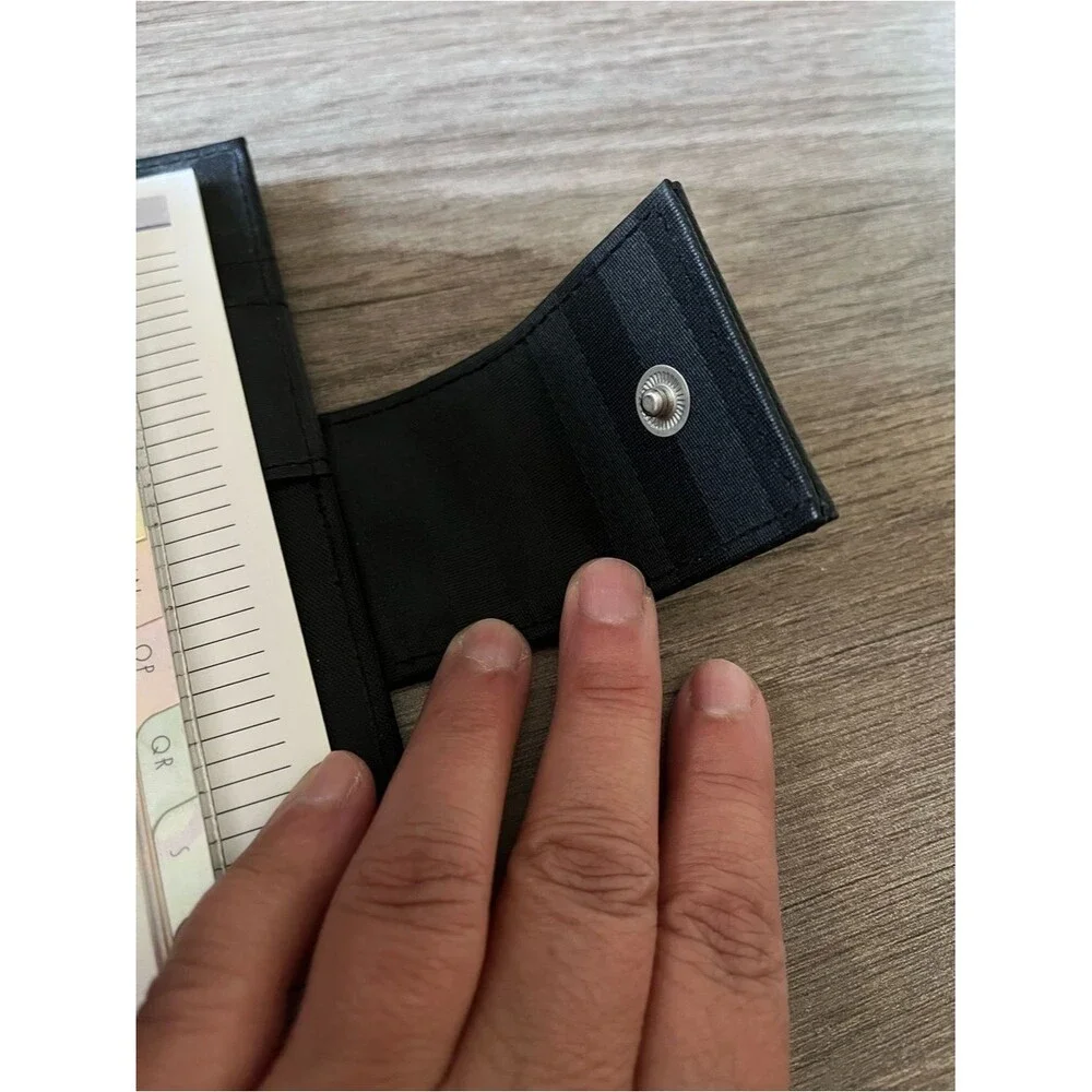 DAY-TIMER Black Striped Vinyl 6-Ring Organizer Binder Planner Cover Snap Close